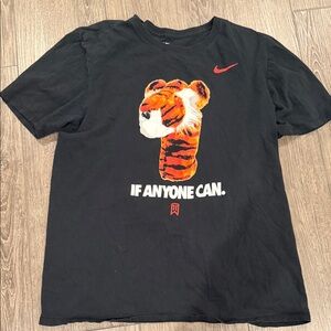 Tiger Woods Nike Black Tee with Orange Tiger Head Graphic